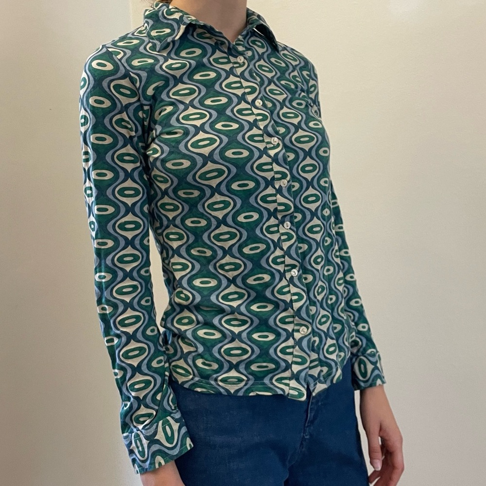 Mod Italian Pure Cotton Button Down Top - Picture 4 of 11